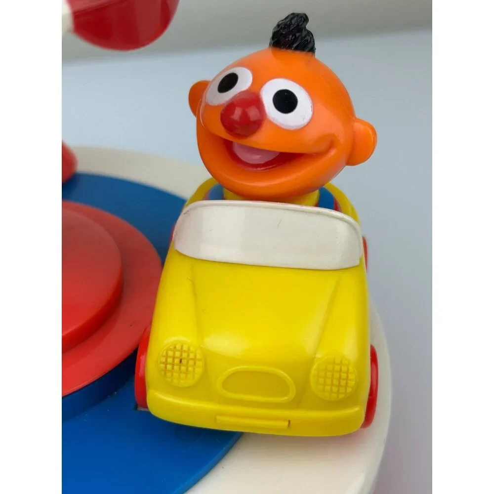 Illco Sesame Street Carousel Express Toy Moving Chime Cookie Monster Ernie VTG